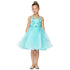 Little Girls Aqua 3D Floral Sequin Wired Tulle Skirt Flower Girl Dress 2-6 - SophiasStyle.com